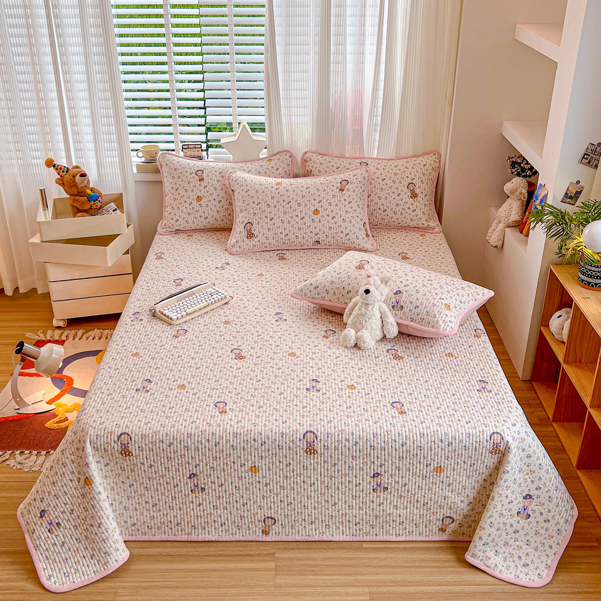 91家纺网 家纺一手货源 找家纺 X猫先生 2025新品棉加绒床盖一面全棉一面牛奶绒床盖炕盖加厚床单床垫四季款系列二 花田囡囡（A棉B绒）