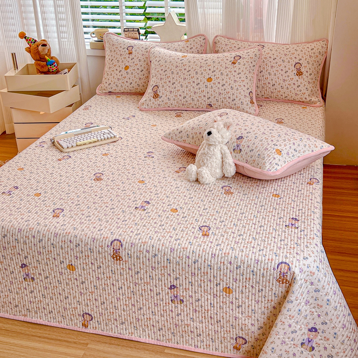 91家纺网 家纺一手货源 找家纺 X猫先生 2025新品棉加绒床盖一面全棉一面牛奶绒床盖炕盖加厚床单床垫四季款系列二 花田囡囡（A棉B绒）