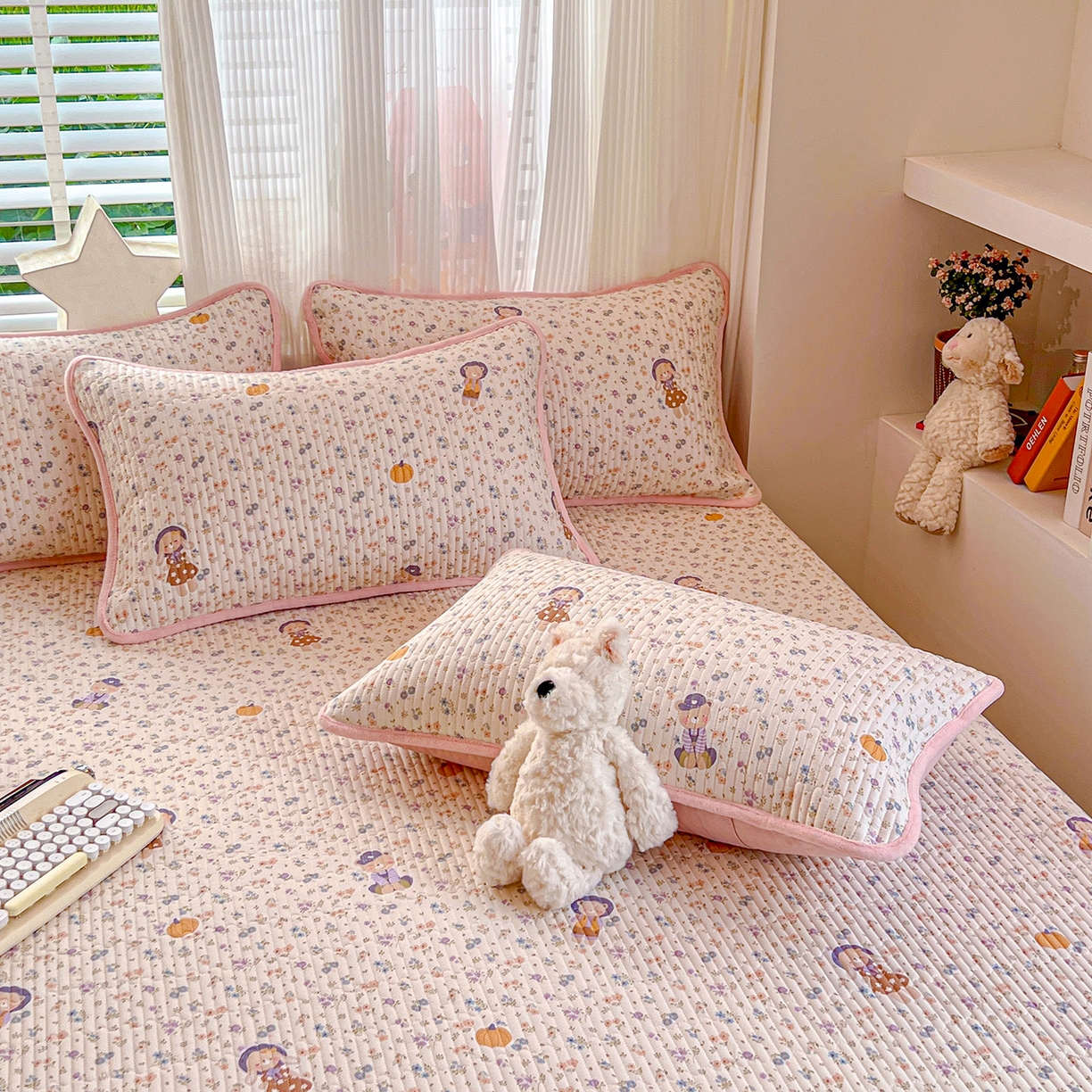 91家纺网 家纺一手货源 找家纺 X猫先生 2025新品棉加绒床盖一面全棉一面牛奶绒床盖炕盖加厚床单床垫四季款系列二 花田囡囡（A棉B绒）