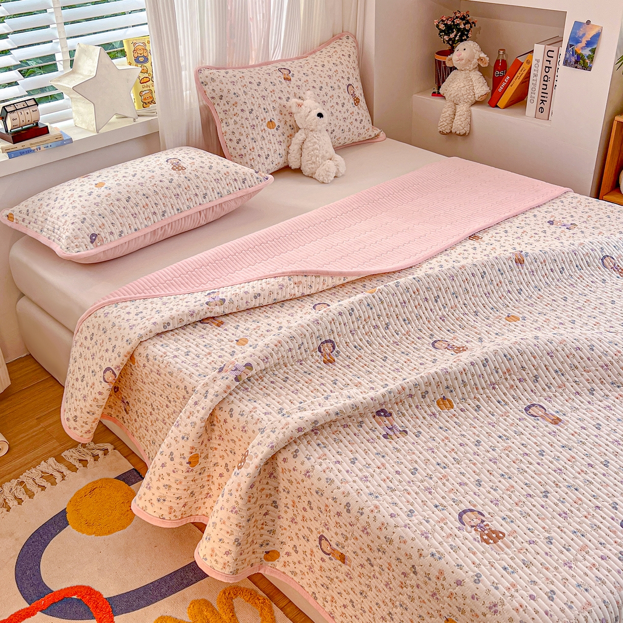 91家纺网 家纺一手货源 找家纺 X猫先生 2025新品棉加绒床盖一面全棉一面牛奶绒床盖炕盖加厚床单床垫四季款系列二 花田囡囡（A棉B绒）