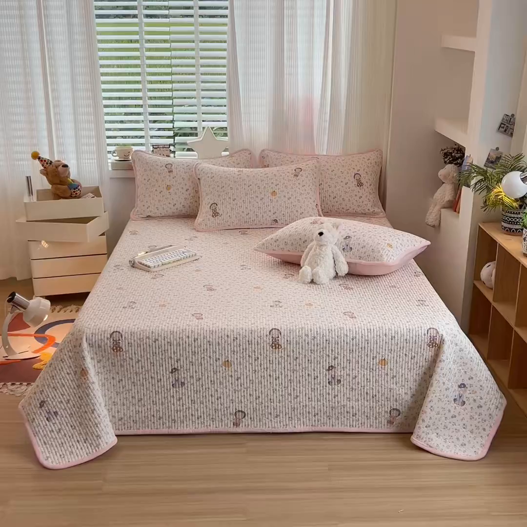 91家纺网 家纺一手货源 找家纺 X猫先生 2025新品棉加绒床盖一面全棉一面牛奶绒床盖炕盖加厚床单床垫四季款系列二 花田囡囡（A棉B绒）