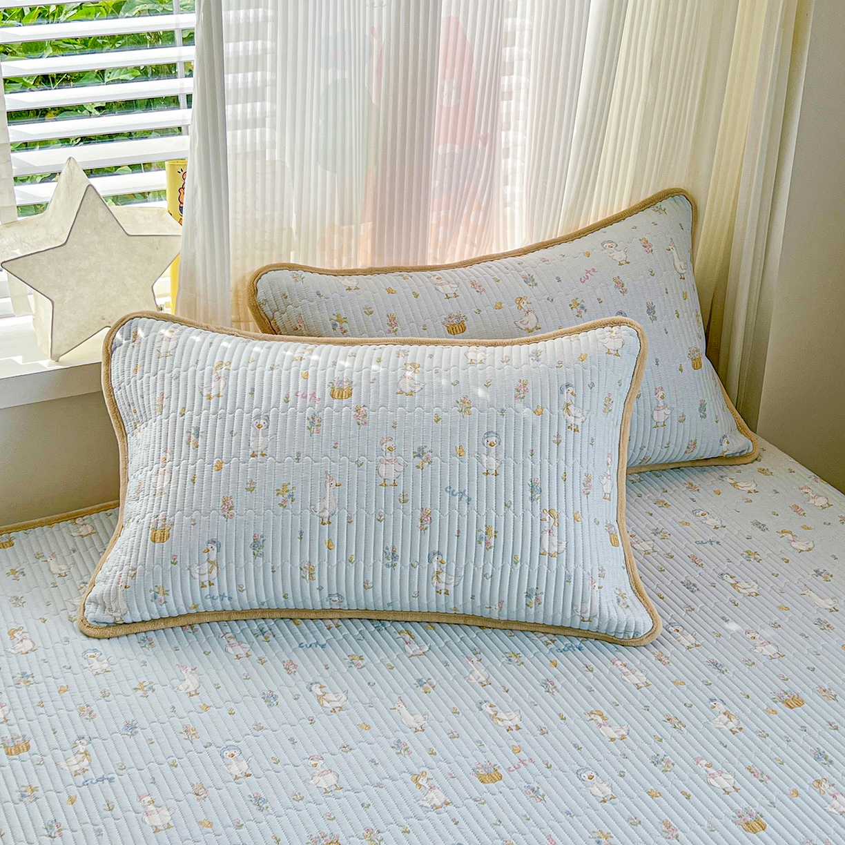 91家纺网 家纺一手货源 找家纺 X猫先生 2025新品棉加绒床盖一面全棉一面牛奶绒床盖炕盖加厚床单床垫四季款系列二 萌萌鸭（A棉B绒）