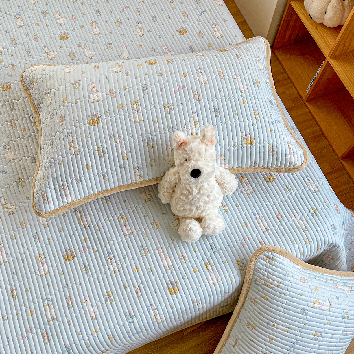 91家纺网 家纺一手货源 找家纺 X猫先生 2025新品棉加绒床盖一面全棉一面牛奶绒床盖炕盖加厚床单床垫四季款系列二 萌萌鸭（A棉B绒）