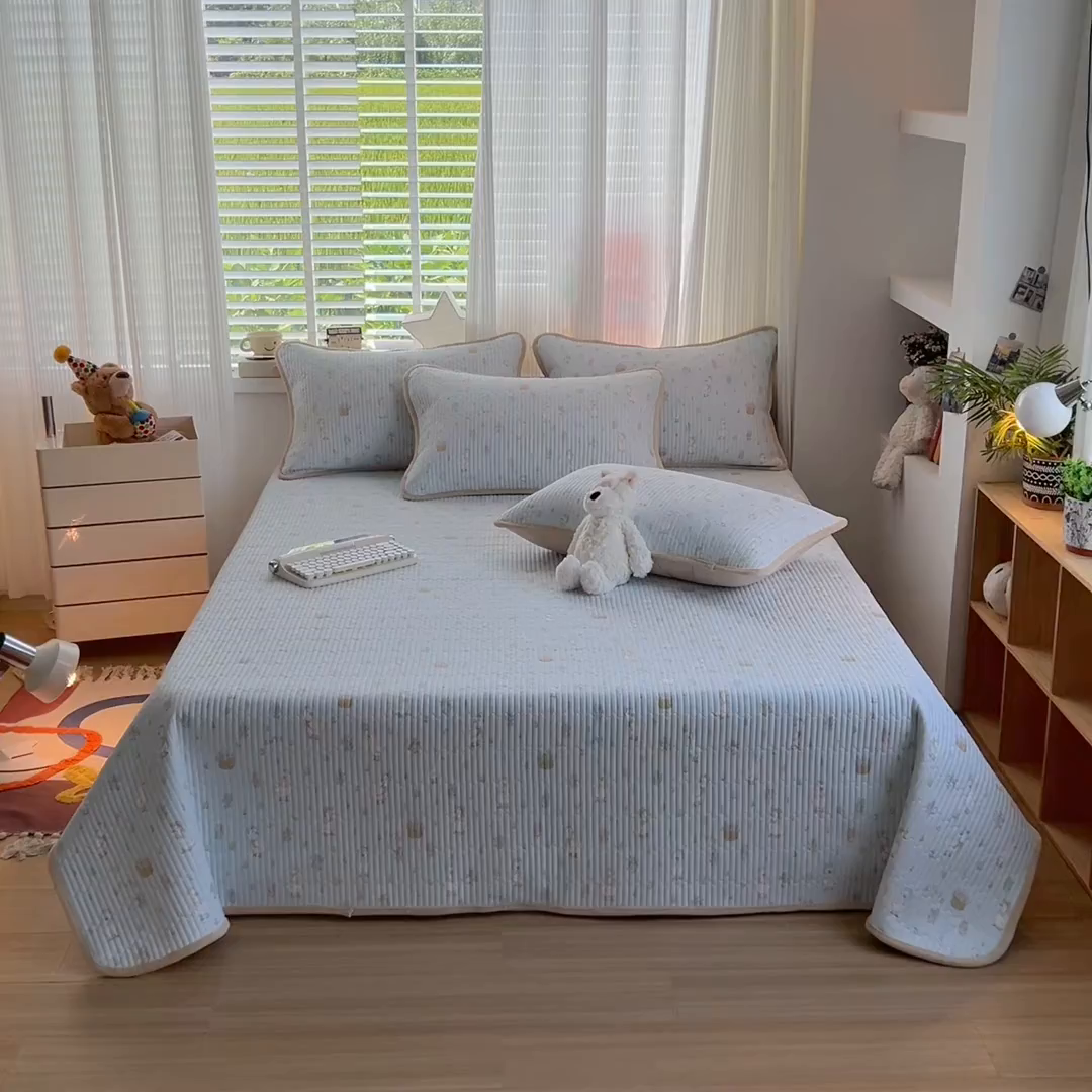 91家纺网 家纺一手货源 找家纺 X猫先生 2025新品棉加绒床盖一面全棉一面牛奶绒床盖炕盖加厚床单床垫四季款系列二 萌萌鸭（A棉B绒）