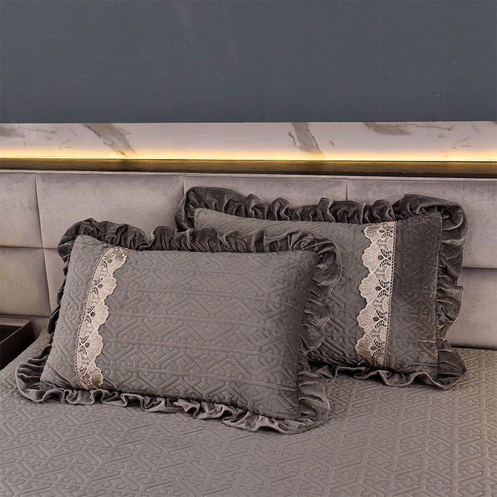 91家纺网 家纺一手货源 找家纺 忘忧草 2025新款婴儿绒夹棉单床裙 床裙单件-安娜系列 安娜-高级灰