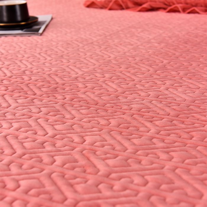 91家纺网 家纺一手货源 找家纺 忘忧草 2025新款婴儿绒夹棉单床裙 床裙单件-安娜系列 安娜-橘皮粉