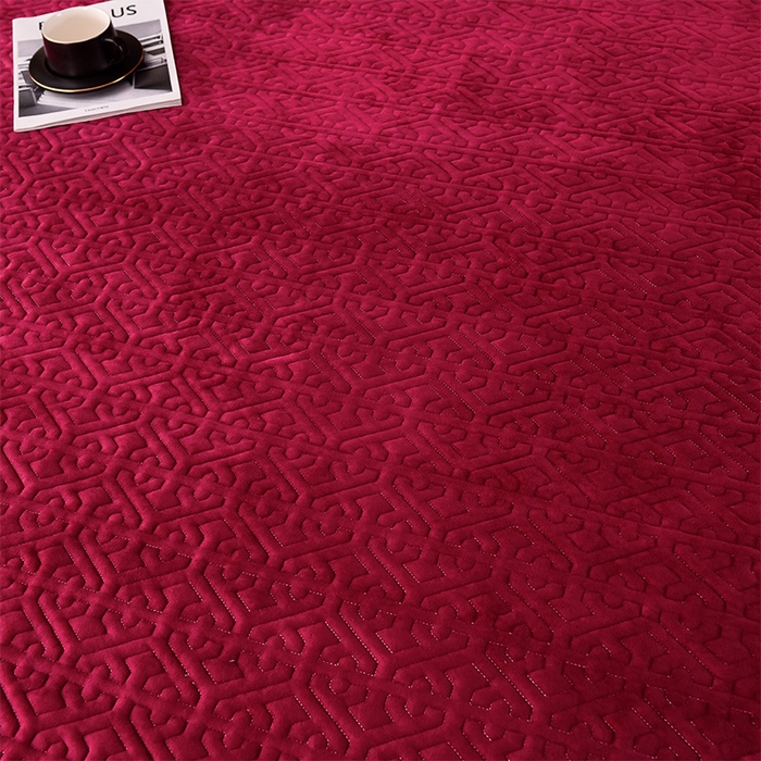 91家纺网 家纺一手货源 找家纺 忘忧草 2025新款婴儿绒夹棉单床裙 床裙单件-安娜系列 安娜-亮酒红