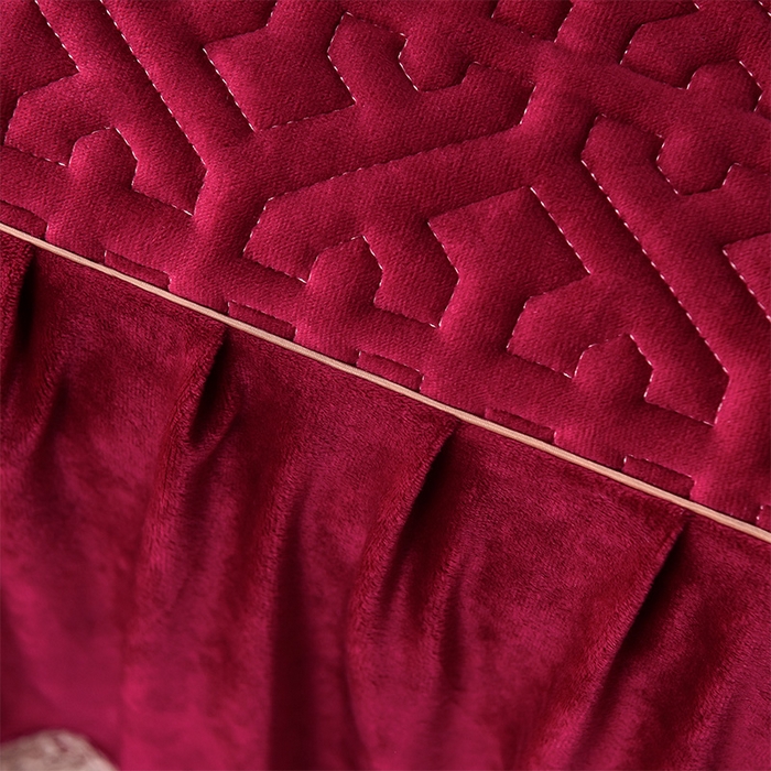 91家纺网 家纺一手货源 找家纺 忘忧草 2025新款婴儿绒夹棉单床裙 床裙单件-安娜系列 安娜-亮酒红