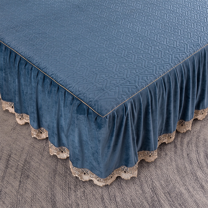 91家纺网 家纺一手货源 找家纺 忘忧草 2025新款婴儿绒夹棉单床裙 床裙单件-安娜系列 安娜-梦幻蓝