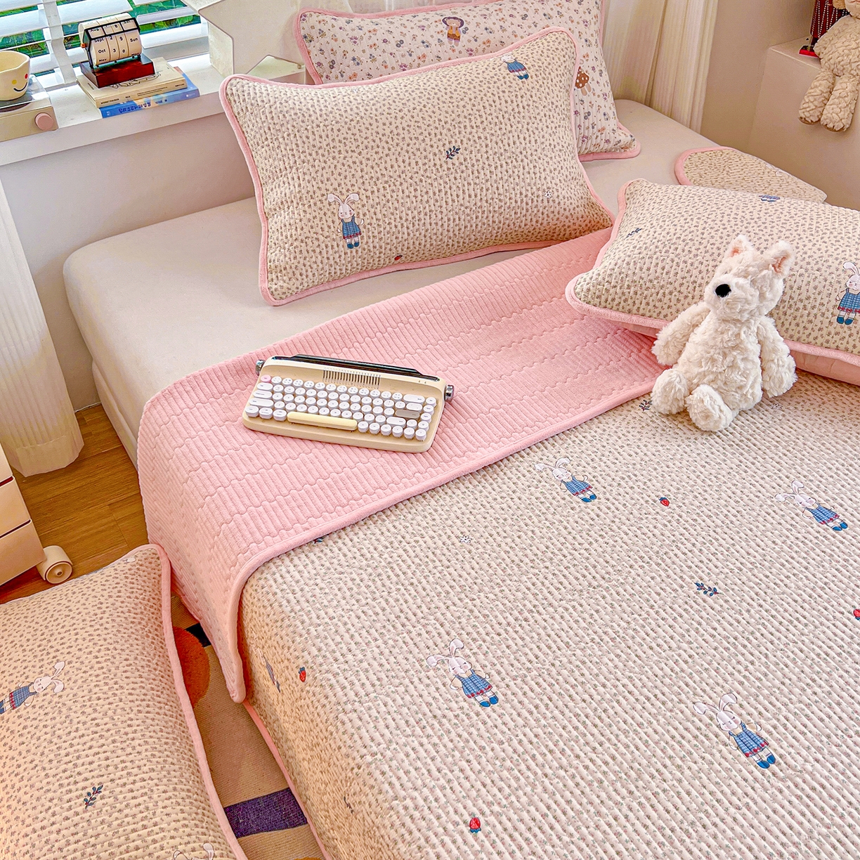 X猫先生 2025新品棉加绒床盖一面全棉一面牛奶绒床盖炕盖加厚床单床垫四季款系列二 奶呼小兔（A棉B绒）