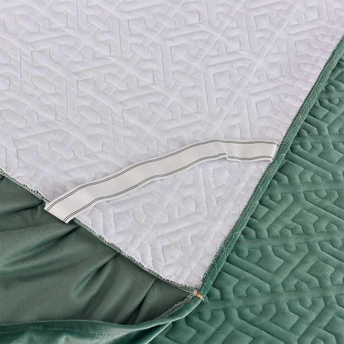 91家纺网 家纺一手货源 找家纺 忘忧草 2025新款婴儿绒夹棉单床裙 床裙单件-安娜系列 安娜-迷雾绿