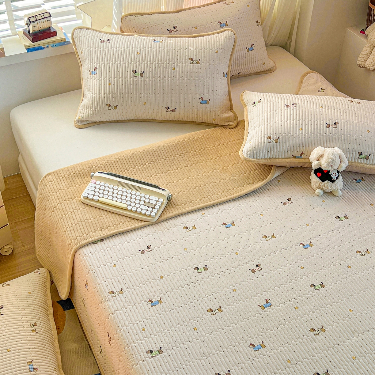 X猫先生 2025新品棉加绒床盖一面全棉一面牛奶绒床盖炕盖加厚床单床垫四季款系列二 星星柯基（A棉B绒）