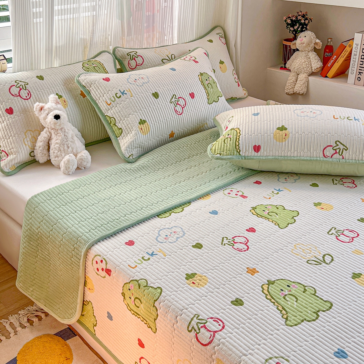 91家纺网 家纺一手货源 找家纺 X猫先生 2025新品棉加绒床盖一面全棉一面牛奶绒床盖炕盖加厚床单床垫四季款系列二 幸运独角龙(A棉B绒）