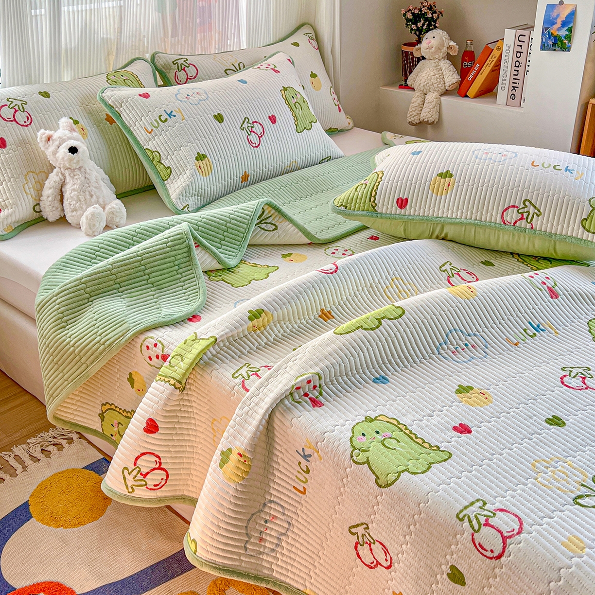 91家纺网 家纺一手货源 找家纺 X猫先生 2025新品棉加绒床盖一面全棉一面牛奶绒床盖炕盖加厚床单床垫四季款系列二 幸运独角龙(A棉B绒）