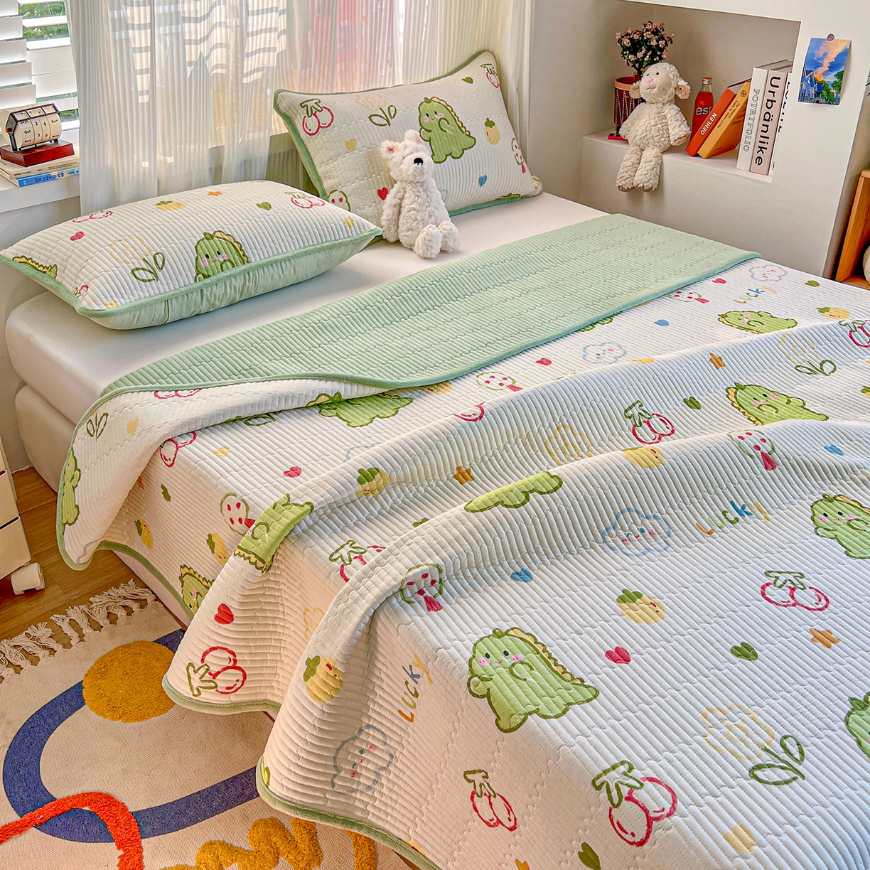 91家纺网 家纺一手货源 找家纺 X猫先生 2025新品棉加绒床盖一面全棉一面牛奶绒床盖炕盖加厚床单床垫四季款系列二 幸运独角龙(A棉B绒）