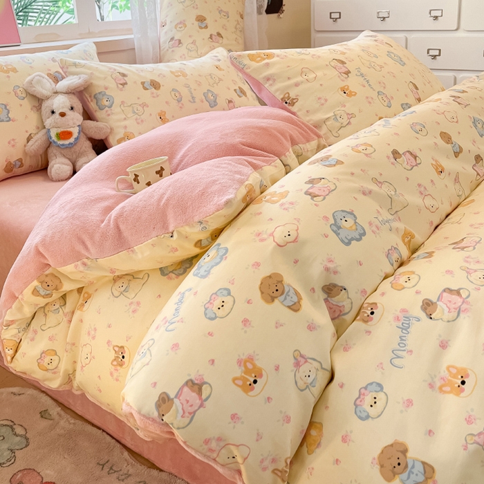 91家纺网 家纺一手货源 找家纺 （总）瑞莱 2025新款秋冬网红款棉加绒四件套