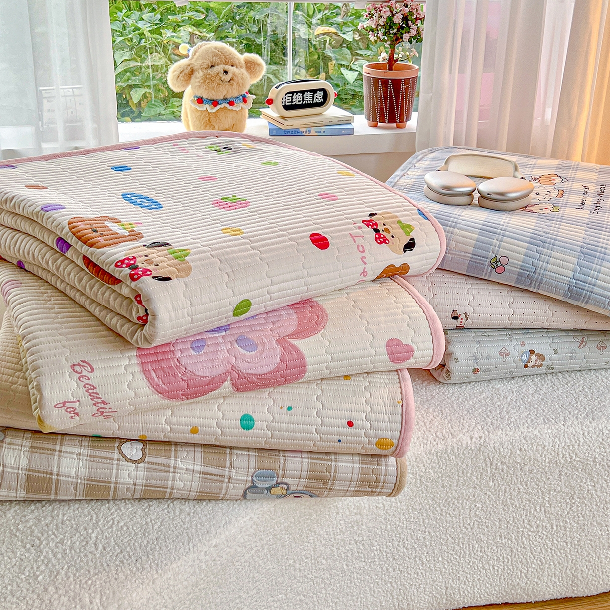 X猫先生 2025新品棉加绒床盖一面全棉一面牛奶绒床盖炕盖加厚床单床垫四季款系列二 组合图