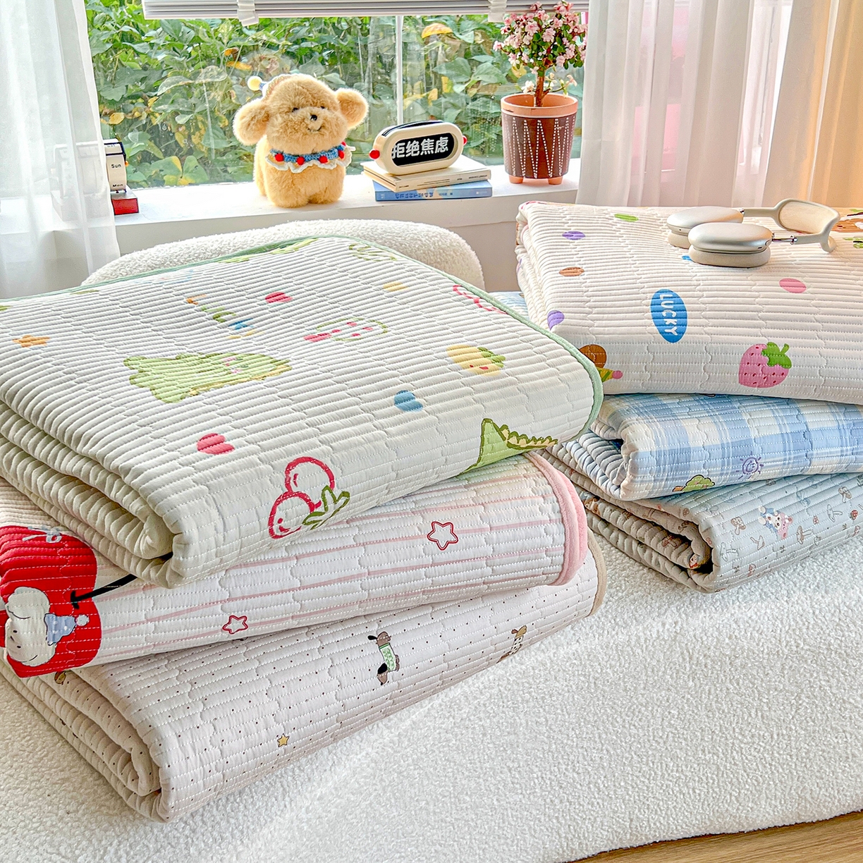 91家纺网 家纺一手货源 找家纺 X猫先生 2025新品棉加绒床盖一面全棉一面牛奶绒床盖炕盖加厚床单床垫四季款系列二 组合图