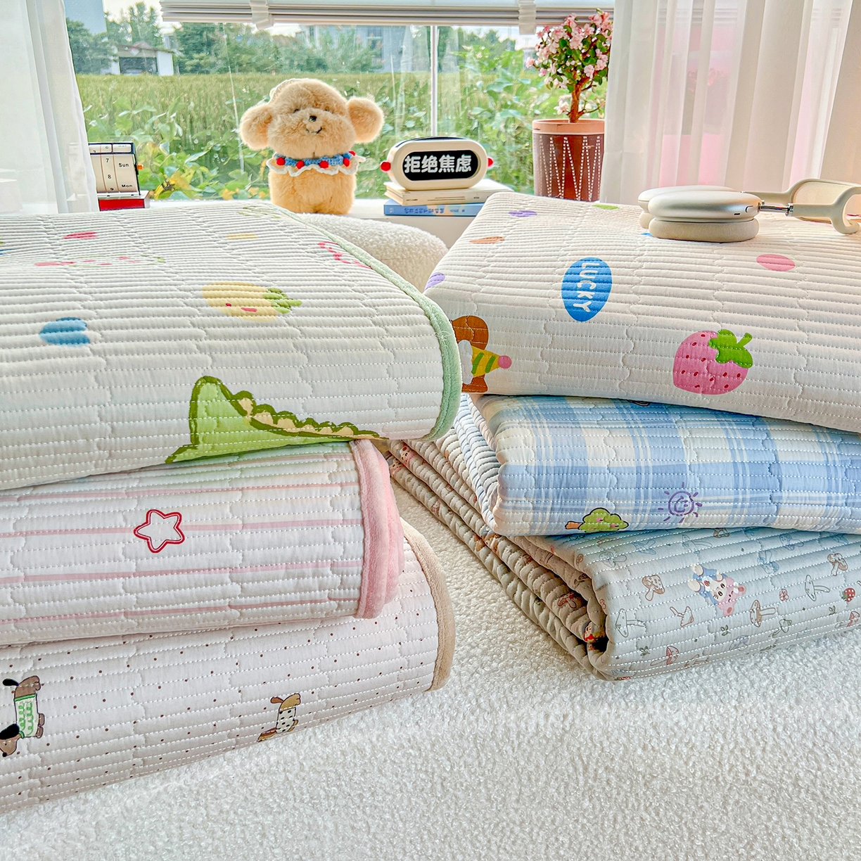 91家纺网 家纺一手货源 找家纺 X猫先生 2025新品棉加绒床盖一面全棉一面牛奶绒床盖炕盖加厚床单床垫四季款系列二 组合图