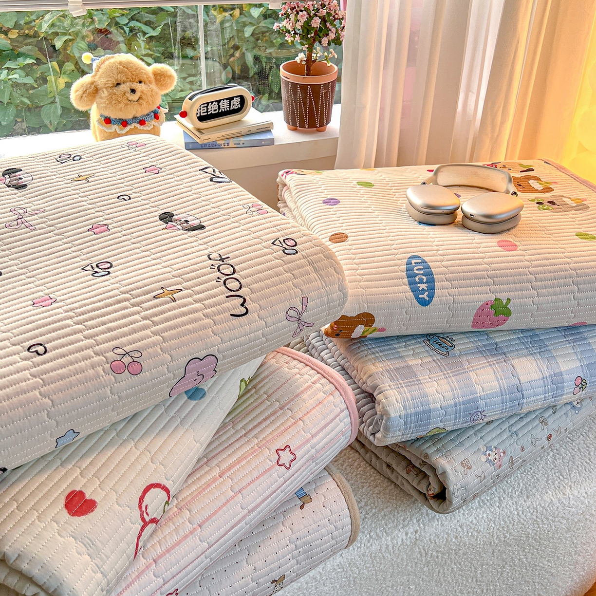 91家纺网 家纺一手货源 找家纺 X猫先生 2025新品棉加绒床盖一面全棉一面牛奶绒床盖炕盖加厚床单床垫四季款系列二 组合图