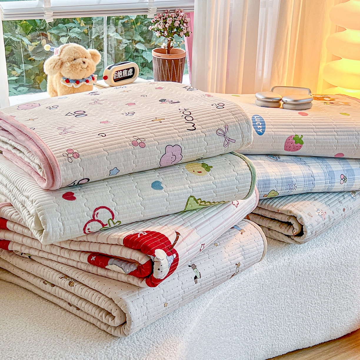 91家纺网 家纺一手货源 找家纺 X猫先生 2025新品棉加绒床盖一面全棉一面牛奶绒床盖炕盖加厚床单床垫四季款系列二 组合图