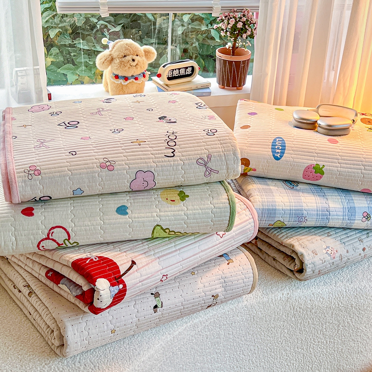 91家纺网 家纺一手货源 找家纺 X猫先生 2025新品棉加绒床盖一面全棉一面牛奶绒床盖炕盖加厚床单床垫四季款系列二 组合图