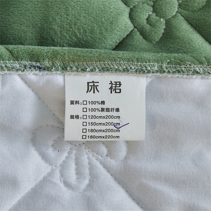 91家纺网 家纺一手货源 找家纺 屹成家纺2025新款水晶绒夹棉绗缝蕾丝床裙三件套（塞纳河畔）床裙单件起售价不低于105元 橄榄绿