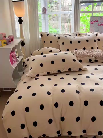 91家纺网 家纺一手货源 找家纺 一比一 2025新款加厚保暖豆豆牛奶绒床盖款四件套奶茶啵啵