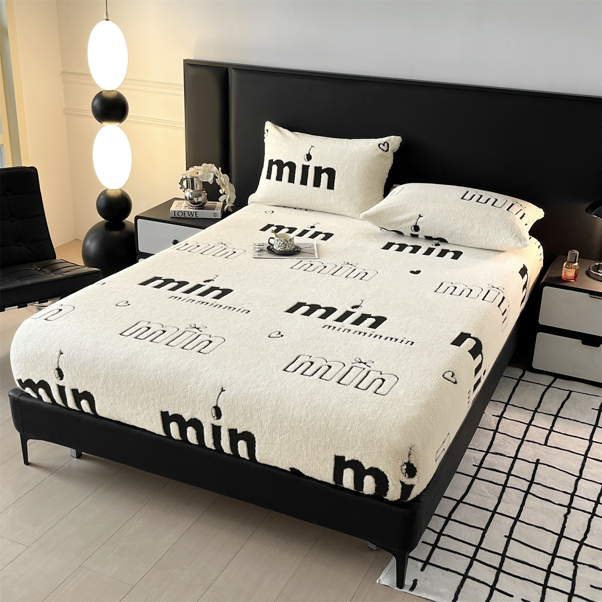 91家纺网 家纺一手货源 找家纺 慕木家纺 2025新款A类高克重云暮绒床笠款四件套(跨境专供首选）提供买家秀 云暮绒min床笠四件套-奶昔白