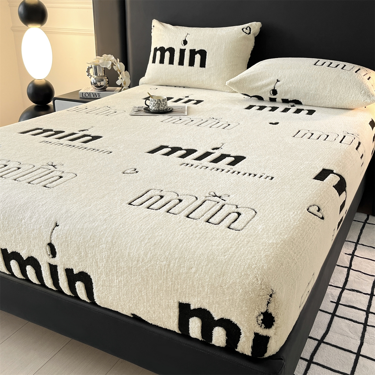 91家纺网 家纺一手货源 找家纺 慕木家纺 2025新款A类高克重云暮绒床笠款四件套(跨境专供首选）提供买家秀 云暮绒min床笠四件套-奶昔白