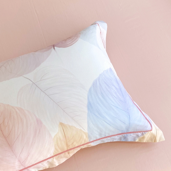 91家纺网 家纺一手货源 找家纺 星期三家纺 2025新款10月新款铂金全棉纯棉13372四件套 初夏叶吟-粉