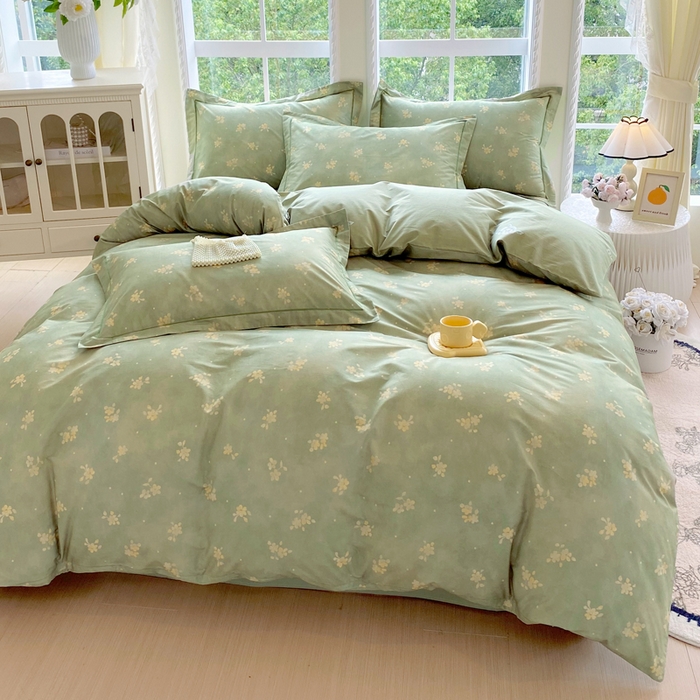 91家纺网 家纺一手货源 找家纺 星期三家纺 2025新款10月新款铂金全棉纯棉13372四件套 春雾-绿