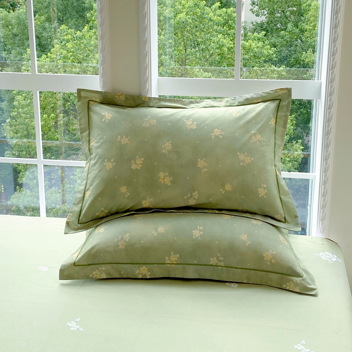 91家纺网 家纺一手货源 找家纺 星期三家纺 2025新款10月新款铂金全棉纯棉13372四件套 春雾-绿