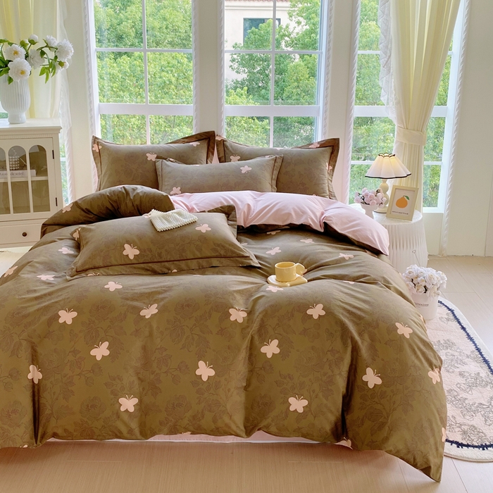 91家纺网 家纺一手货源 找家纺 星期三家纺 2025新款10月新款铂金全棉纯棉13372四件套 蝶恋花