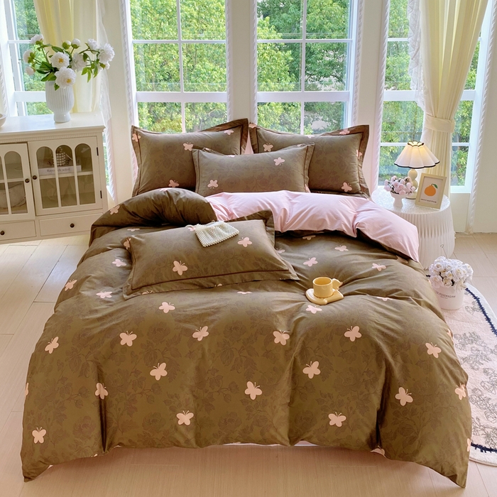 91家纺网 家纺一手货源 找家纺 星期三家纺 2025新款10月新款铂金全棉纯棉13372四件套 蝶恋花