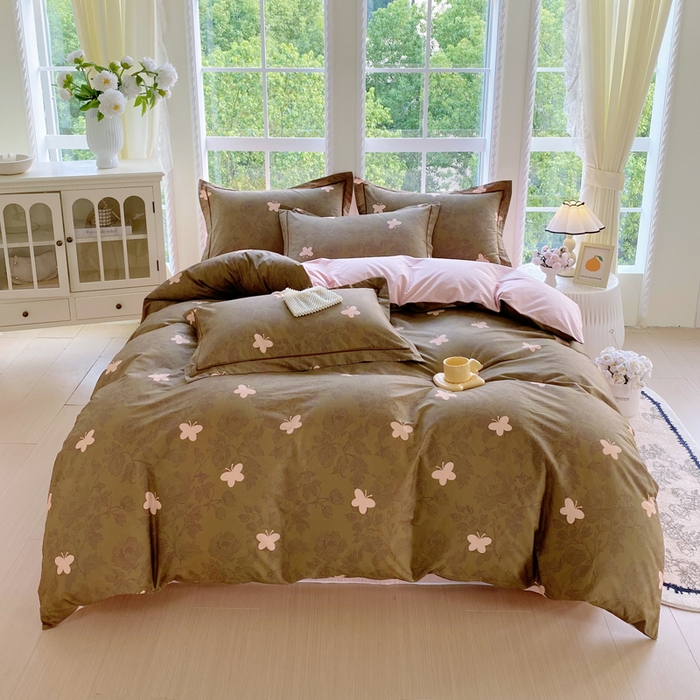 91家纺网 家纺一手货源 找家纺 星期三家纺 2025新款10月新款铂金全棉纯棉13372四件套 蝶恋花