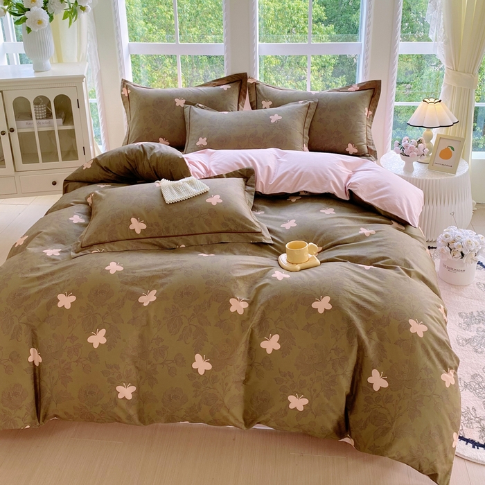 91家纺网 家纺一手货源 找家纺 星期三家纺 2025新款10月新款铂金全棉纯棉13372四件套 蝶恋花