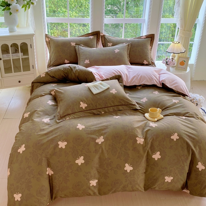 91家纺网 家纺一手货源 找家纺 星期三家纺 2025新款10月新款铂金全棉纯棉13372四件套 蝶恋花