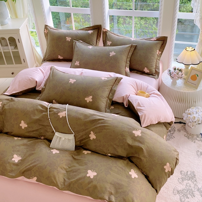 91家纺网 家纺一手货源 找家纺 星期三家纺 2025新款10月新款铂金全棉纯棉13372四件套 蝶恋花