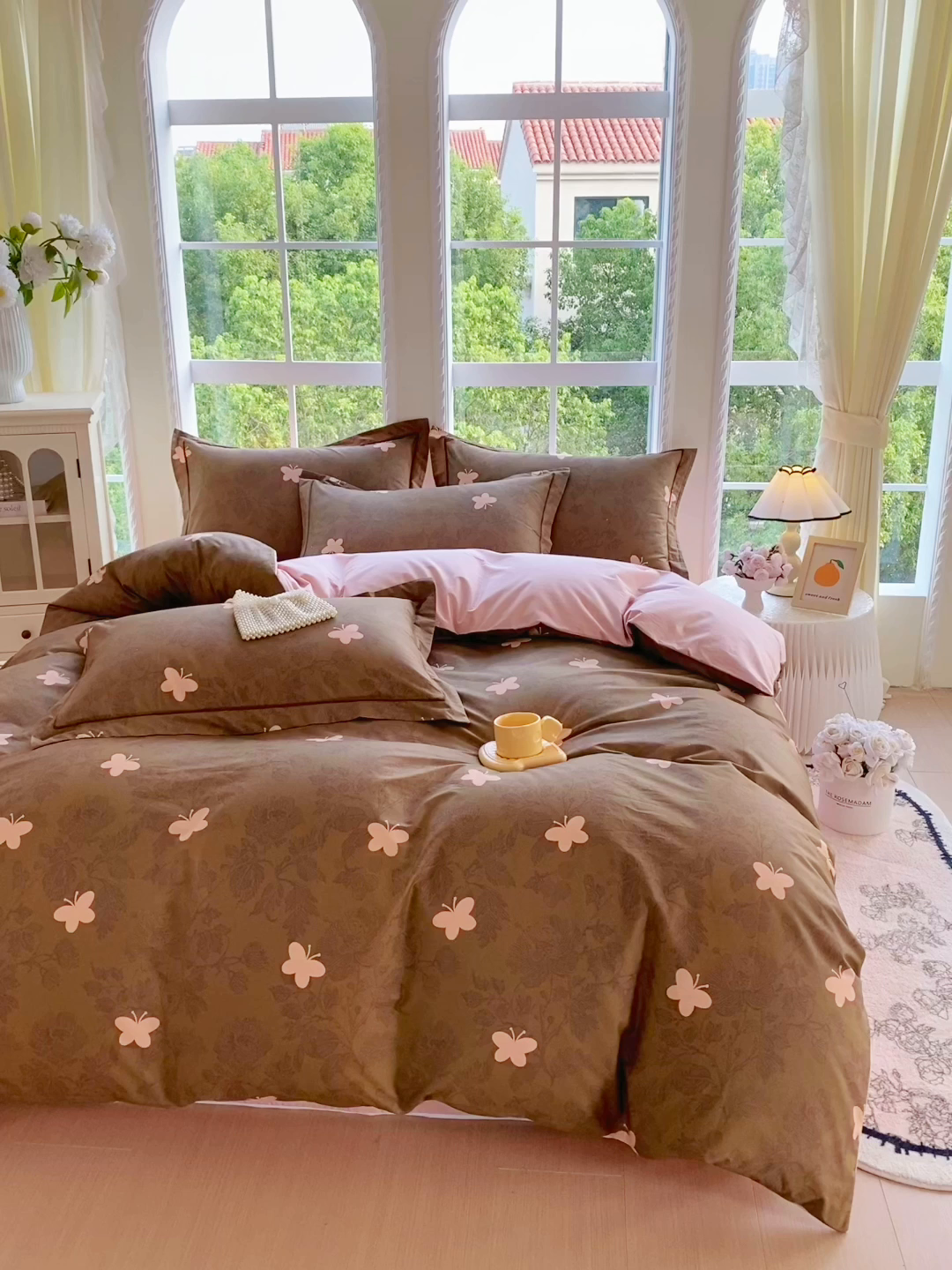 91家纺网 家纺一手货源 找家纺 星期三家纺 2025新款10月新款铂金全棉纯棉13372四件套 蝶恋花