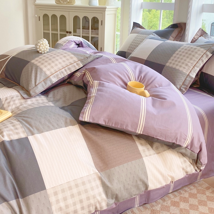 星期三家纺 2025新款10月新款铂金全棉纯棉13372四件套 格博