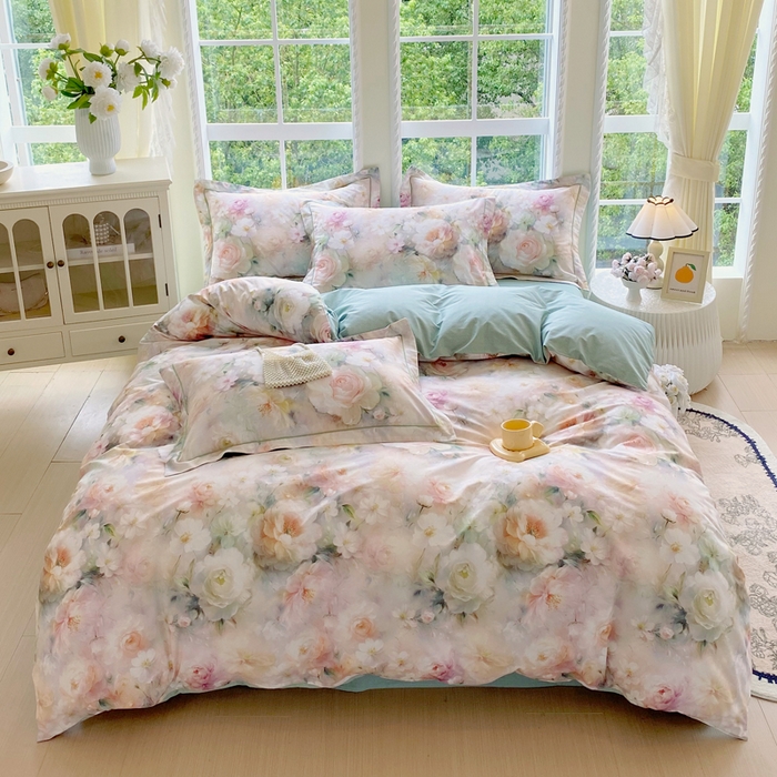 91家纺网 家纺一手货源 找家纺 星期三家纺 2025新款10月新款铂金全棉纯棉13372四件套 江山如画-绿