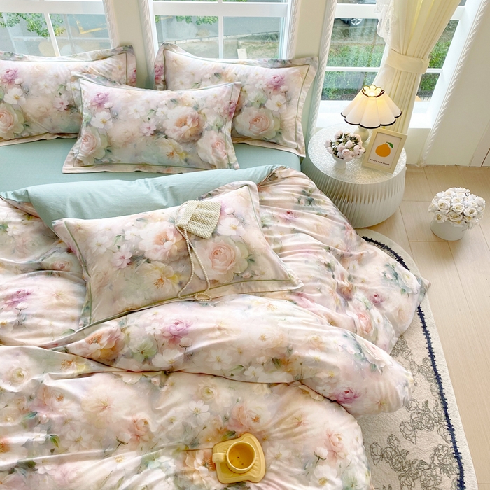 91家纺网 家纺一手货源 找家纺 星期三家纺 2025新款10月新款铂金全棉纯棉13372四件套 江山如画-绿