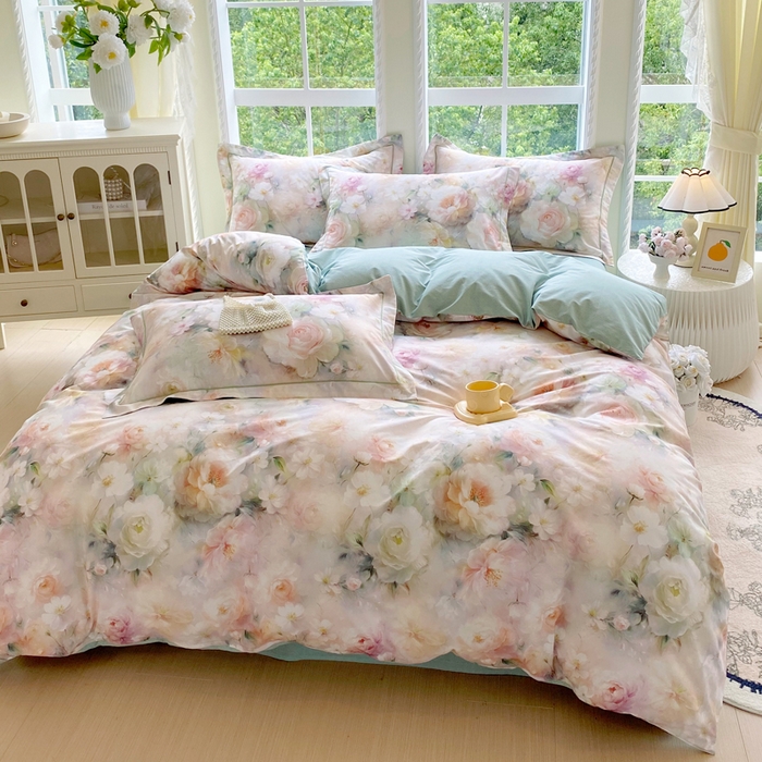 91家纺网 家纺一手货源 找家纺 星期三家纺 2025新款10月新款铂金全棉纯棉13372四件套 江山如画-绿