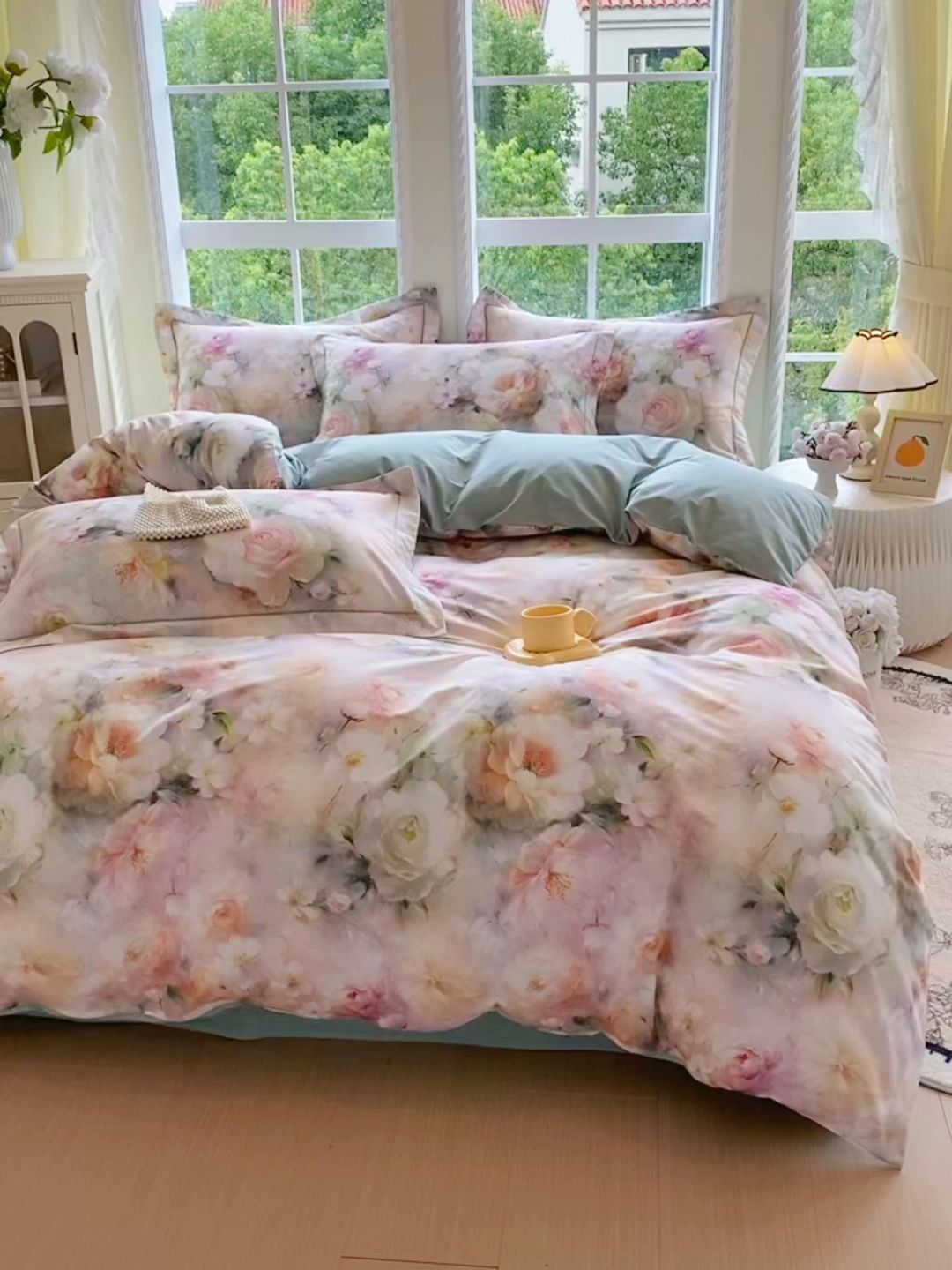 91家纺网 家纺一手货源 找家纺 星期三家纺 2025新款10月新款铂金全棉纯棉13372四件套 江山如画-绿