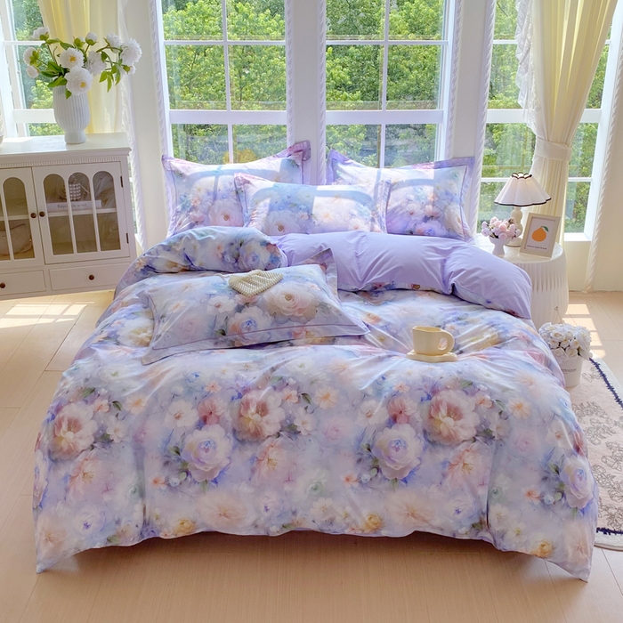 91家纺网 家纺一手货源 找家纺 星期三家纺 2025新款10月新款铂金全棉纯棉13372四件套 江山如画-紫