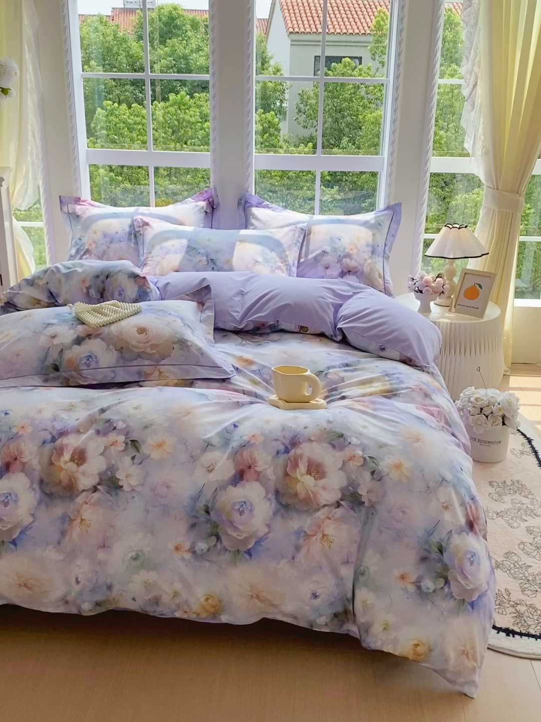 91家纺网 家纺一手货源 找家纺 星期三家纺 2025新款10月新款铂金全棉纯棉13372四件套 江山如画-紫