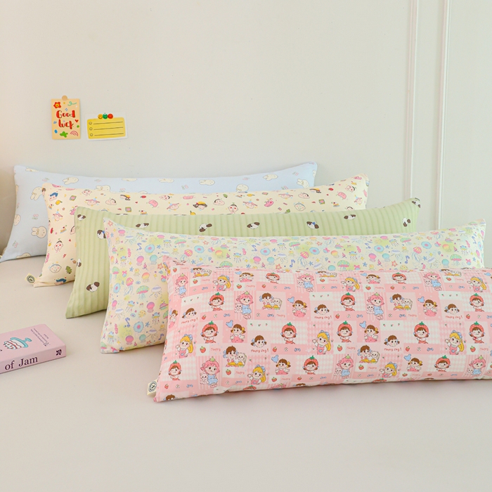 91家纺网 家纺一手货源 找家纺 大熊枕芯 2025新款全棉双层纱有氧长枕抱枕芯+枕套 组合图