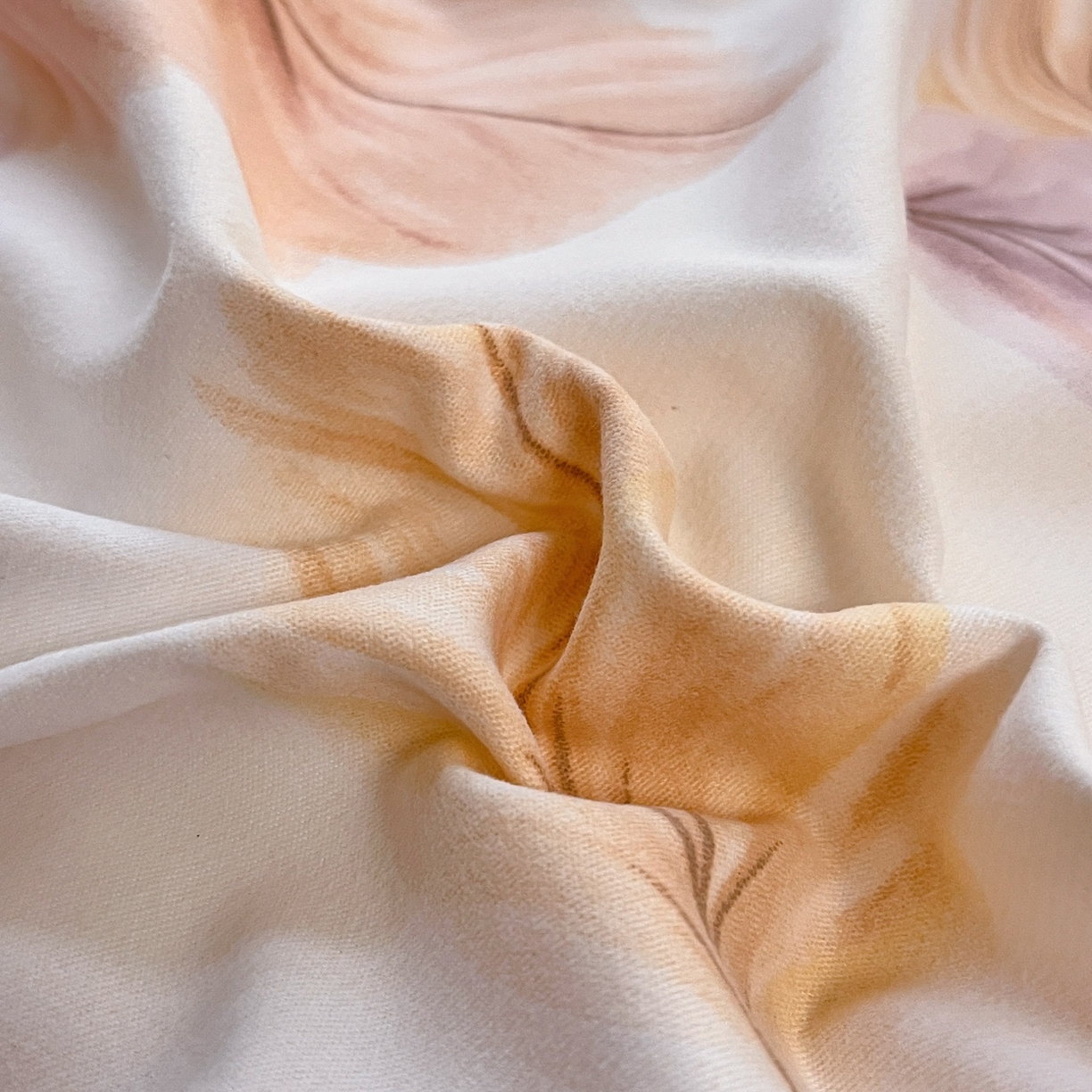 91家纺网 家纺一手货源 找家纺  简约 2025新款全棉四件套活性生态磨毛四件套 叶初开-桔