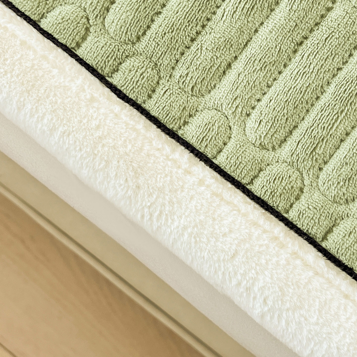 91家纺网 家纺一手货源 找家纺 喜居 2025新款A类高克重宝宝绒夹棉床褥垫-绮梦系列 绮梦-绿-宝宝绒床褥垫